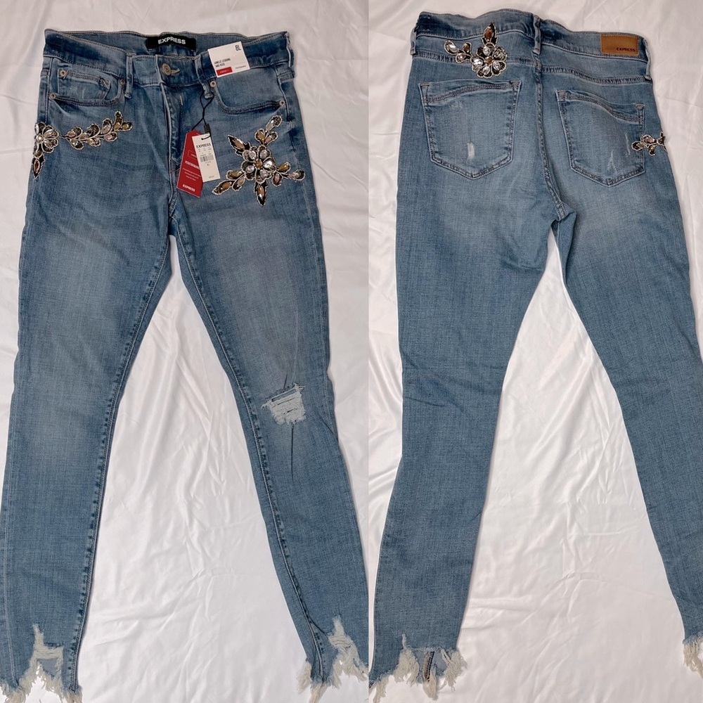 Express embellished jeans with jewels size 8L